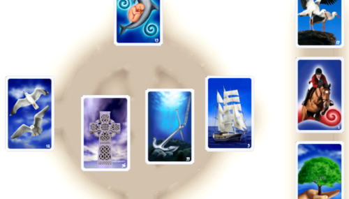 The Celtic Cross card schema with lenormand cards