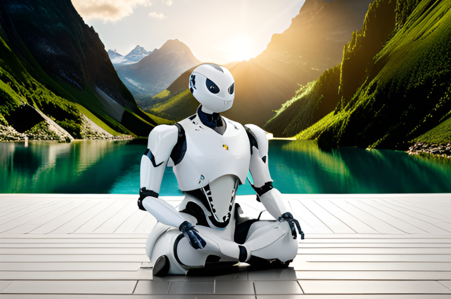 Meditierender Roboter - wie passt KI und Spiritualität zusammen?